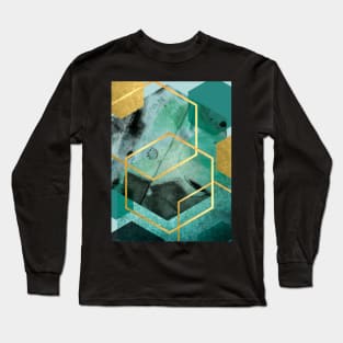 Deep Teal Geo Long Sleeve T-Shirt